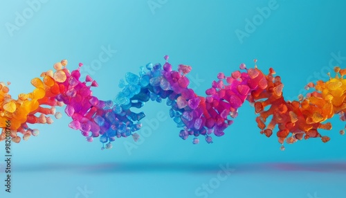 Colorful D rendering of a glowing twisting viruslike structure photo