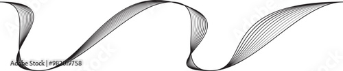 Decorative wave of lines . Intertwined one lines waves. Abstract flow linear fluid design element .Zigzag waves. Wavy Music sounds lines. Squiggle stroke . Ornament design.Line art .Vector 