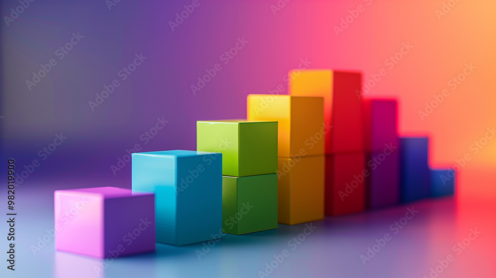 Colorful Building Blocks Arranged in Ascending Steps Colorful Building Blocks Arranged in Ascending Steps