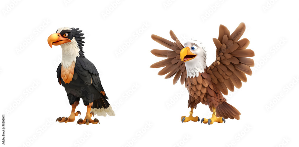 Cartoon Eagle with Sharp Talons on Transparent Background Cartoon Eagle with Sharp Talons on Transparent Background