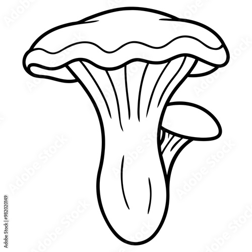 chanterelle mushroom outline coloring book page line art drawing