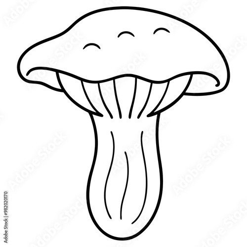 chanterelle mushroom outline coloring book page line art drawing