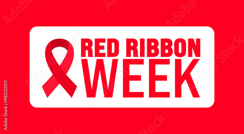 Red Ribbon Week background or banner design template is observed every year in October. Holiday concept. Template for card, poster, placard, template. eps 10