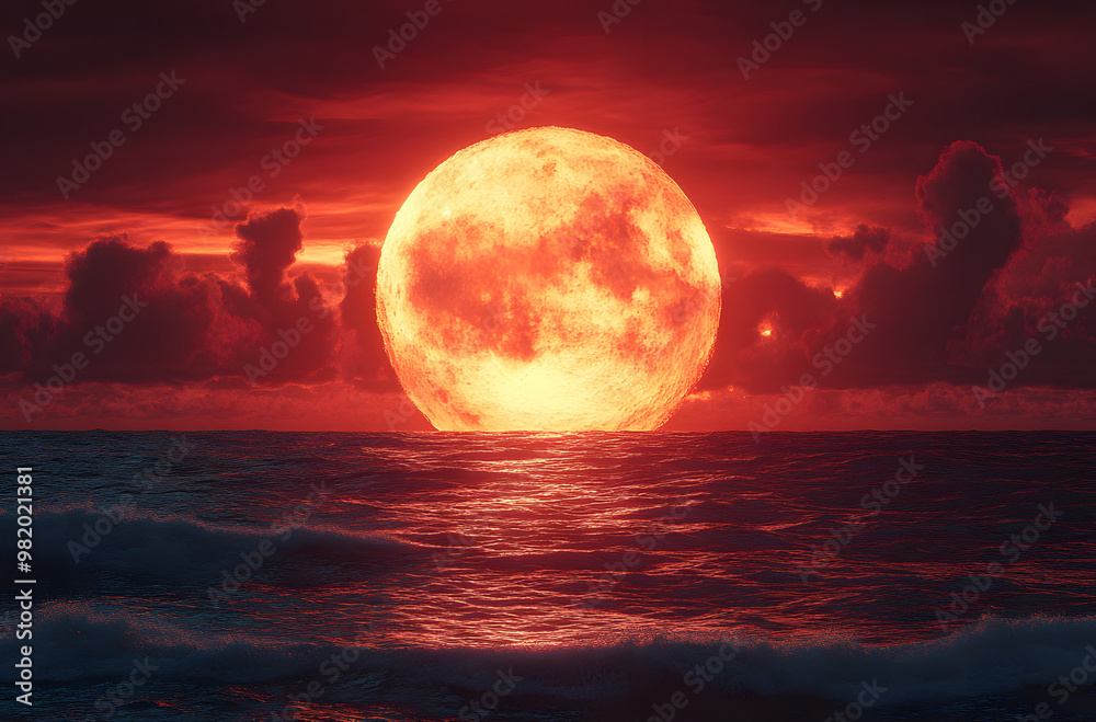 “A Red Moon Setting Over the Ocean Casting an Eerie Glow”
“A Red Moon Setting Over the Ocean Casting an Eerie Glow”