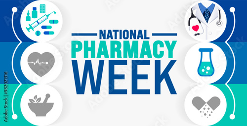 national pharmacy week background or banner design template is observed every year in October. Holiday concept. Template for card, poster, placard, template. eps 10