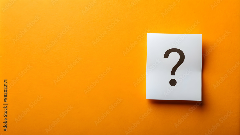 Note paper with question mark on panoramic orange background, note paper, question mark, panoramic, orange Note paper with question mark on panoramic orange background, note paper, question mark, panoramic, orange