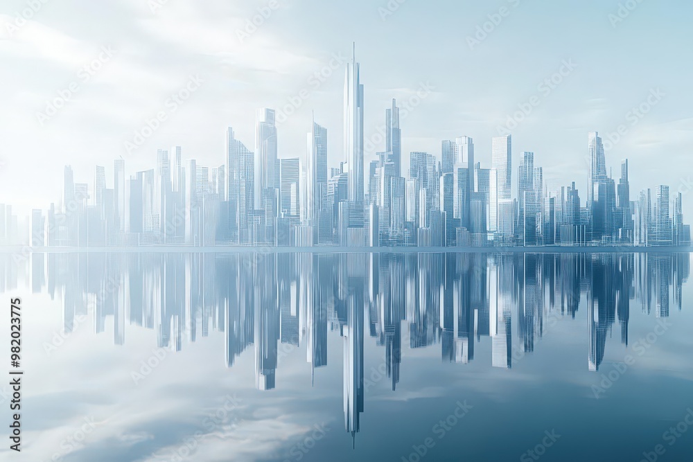 Craft a visually striking image of a futuristic city skyline