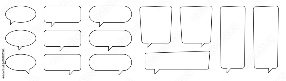 Collection of line speech bubble, speech balloon, chat bubble. Collection of line speech bubble, speech balloon, chat bubble.