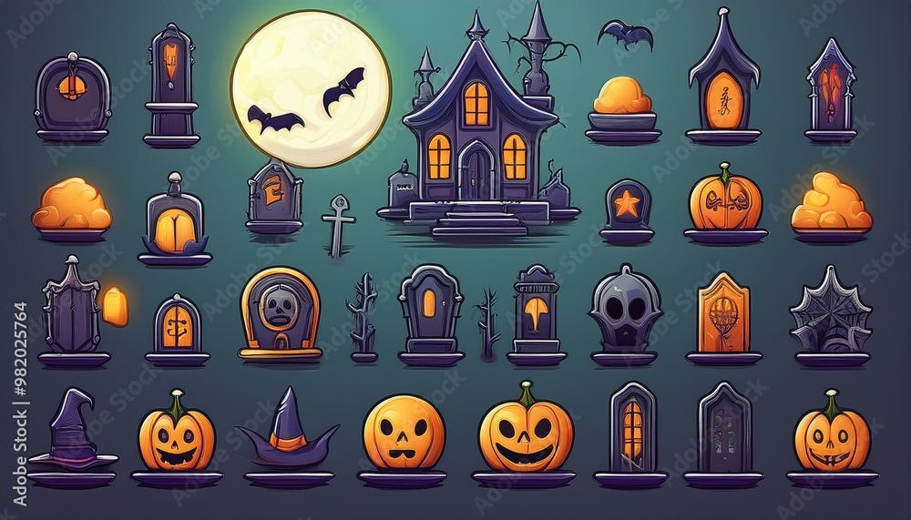 halloween icons set element halloween icons set element