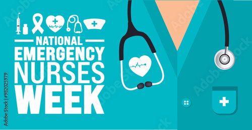 National Emergency Nurses Week background or banner design template is observed every year in October. Holiday concept. Template for card, poster, placard, template. eps 10