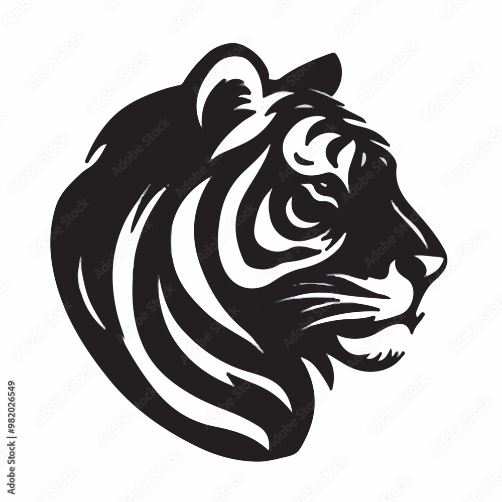 custom made wallpaper toronto digitalhand drawn black and white tiger's head