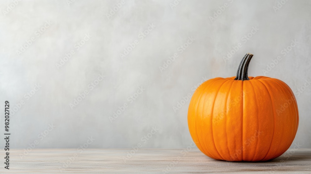 A vibrant orange pumpkin rests on a wooden surface against a soft, muted backdrop, highlighting autumn's charm. A vibrant orange pumpkin rests on a wooden surface against a soft, muted backdrop, highlighting autumn's charm.
