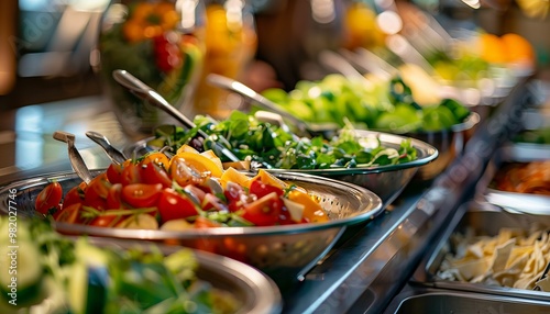 Scrumptious Salad Buffet with Fresh Vegetables and Delicious Toppings