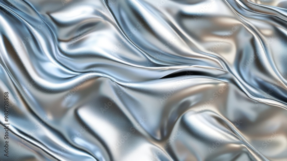 Shimmering Silver Fabric Texture with Elegant Waves Shimmering Silver Fabric Texture with Elegant Waves