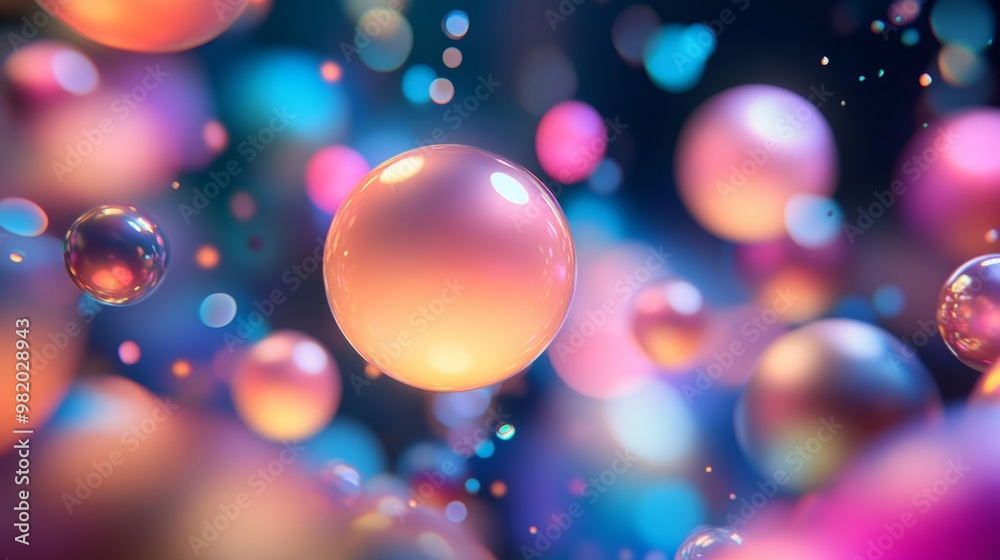 Colorful Bubbles in a Dreamy Background