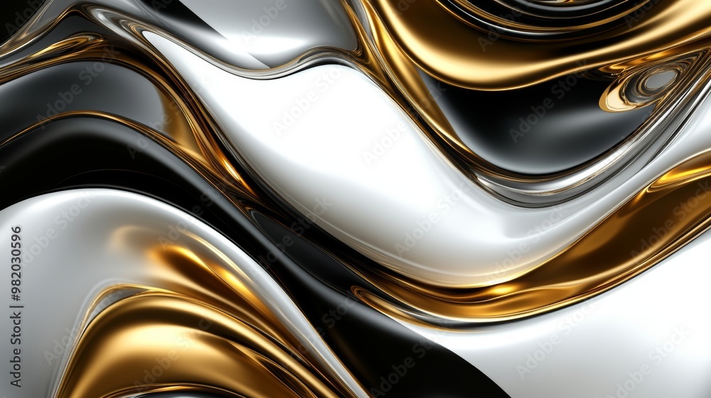 Elegant Swirls of Gold, Black, and White Abstract Design Elegant Swirls of Gold, Black, and White Abstract Design