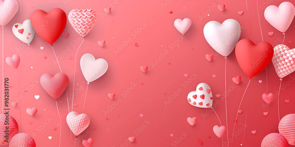 Floating Hearts on Red Background Floating Hearts on Red Background