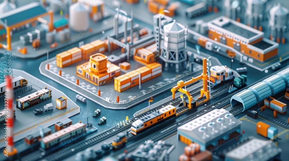 A Vibrant Supply Chain Hub with Diverse Transport Modes in a Stunning Miniature Perspective of Freight Operations A Vibrant Supply Chain Hub with Diverse Transport Modes in a Stunning Miniature Perspective of Freight Operations