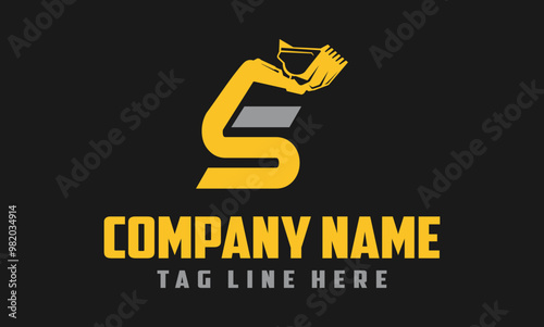  Letter S Bulldozer Arm Logo Design 