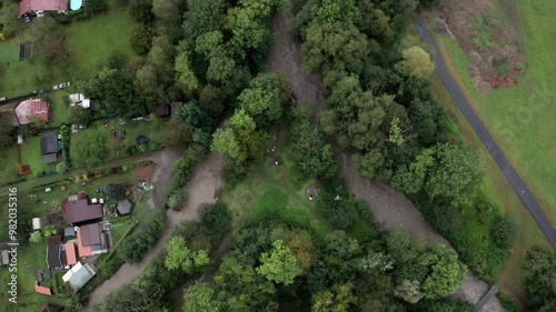 Drone shot of confluence of two rivers strong current photo