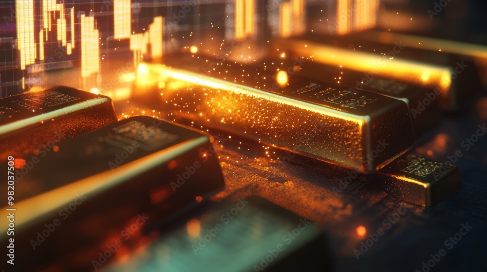 Gold with the stock market as a background, Gold prices in the stock market , Generative AI Gold with the stock market as a background, Gold prices in the stock market , Generative AI