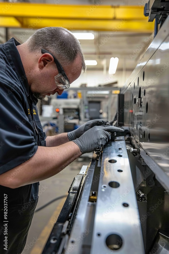 A Technician Inspects A Fabricated Machine For Defects. They Check For Any Imperfections Or Issues In The Build A Technician Inspects A Fabricated Machine For Defects. They Check For Any Imperfections Or Issues In The Build