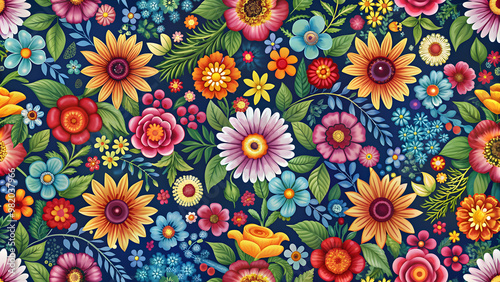 Beautiful seamless pattern with colorful floral design, flowers, seamless, pattern, nature, vibrant, blooming, botanical