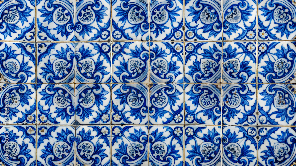 Traditional Portuguese tiles featuring intricate blue and white patterns , Portugal, ceramic, azulejos, vintage Traditional Portuguese tiles featuring intricate blue and white patterns , Portugal, ceramic, azulejos, vintage