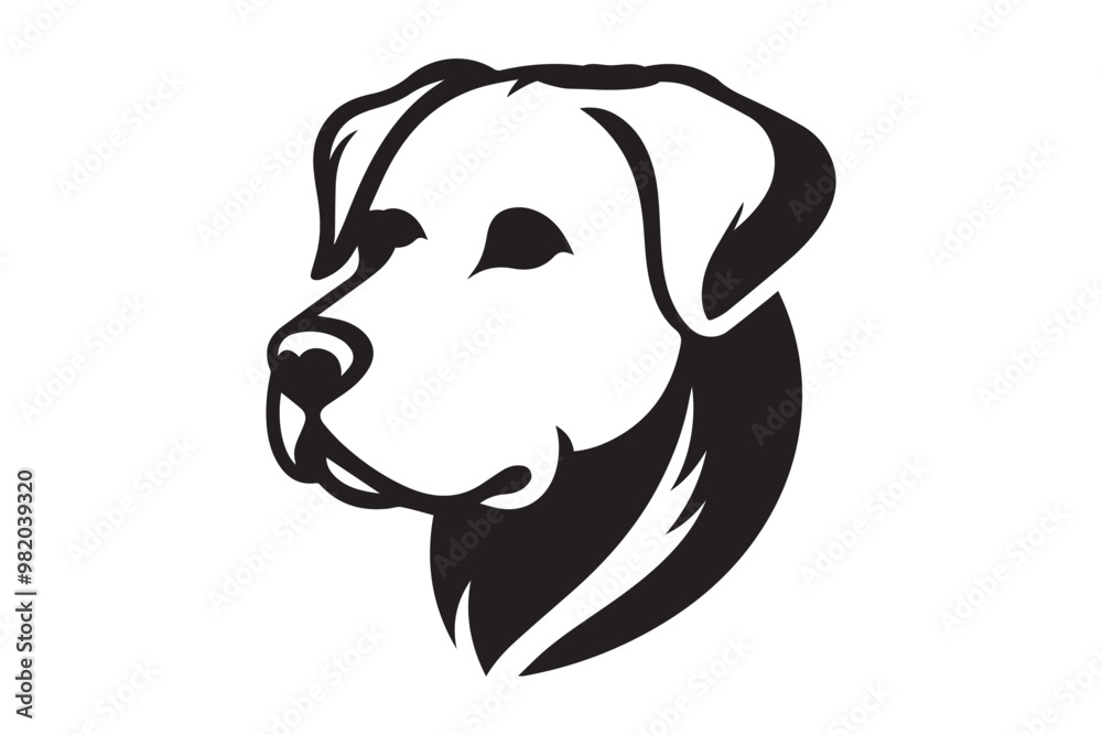 Dog head silhouette.vector line art illustration. Dog head silhouette.vector line art illustration.