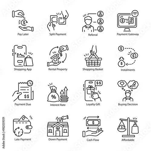 Collection of Finance Linear Style Icons 
