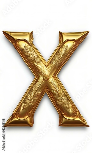 Golden letter X on a white background photo