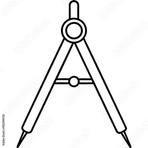 compasses outline coloring book page line art drawing