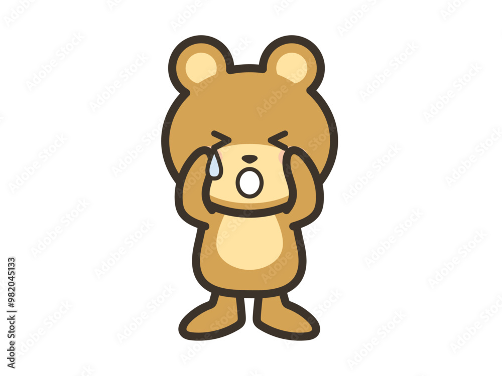 悲しくて泣いているかわいいくまさんのイラスト 悲しくて泣いているかわいいくまさんのイラスト