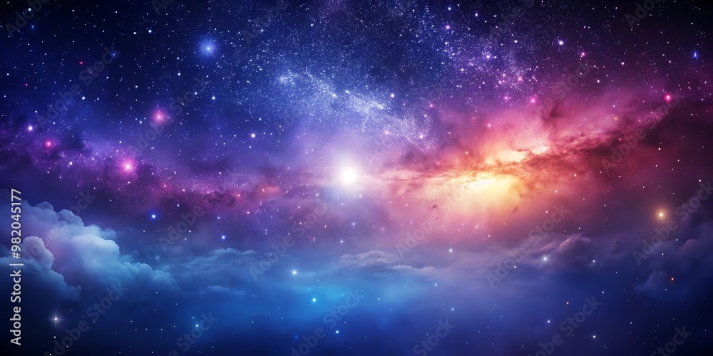 Naklejka premium Deep Space Photorealistic Art. Cosmic Gradient Space Design. Realistic Deep Space Background. Space Gradient with Stars. Photorealistic Cosmic Scene.