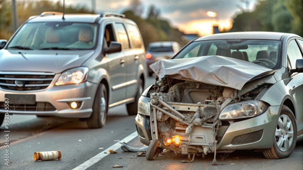 Vehicle Wreckage After a Severe Accident on a Busy Road
Vehicle Wreckage After a Severe Accident on a Busy Road