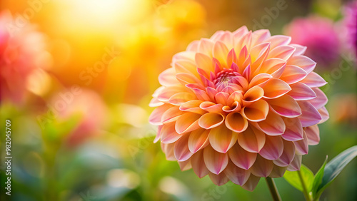 Closeup of beautiful Dahlia flower background with soft focus and sunlight, dahlia, flower, background, closeup, soft focus, sunlight