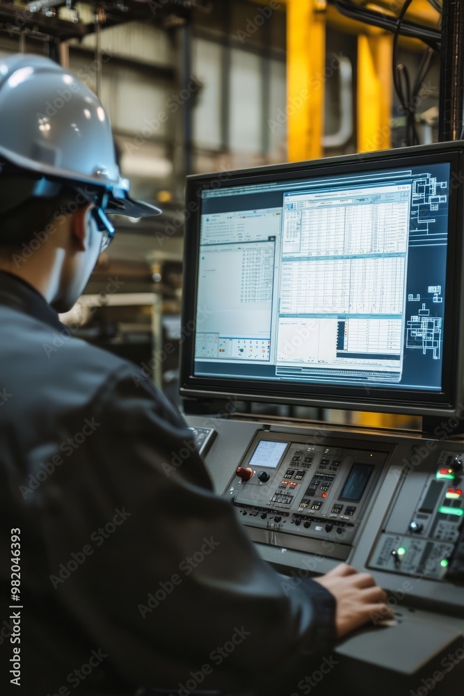 An Operator Adjusts Machine Parameters Through A Computer Interface. They Fine-Tune Settings For Accurate An Operator Adjusts Machine Parameters Through A Computer Interface. They Fine-Tune Settings For Accurate