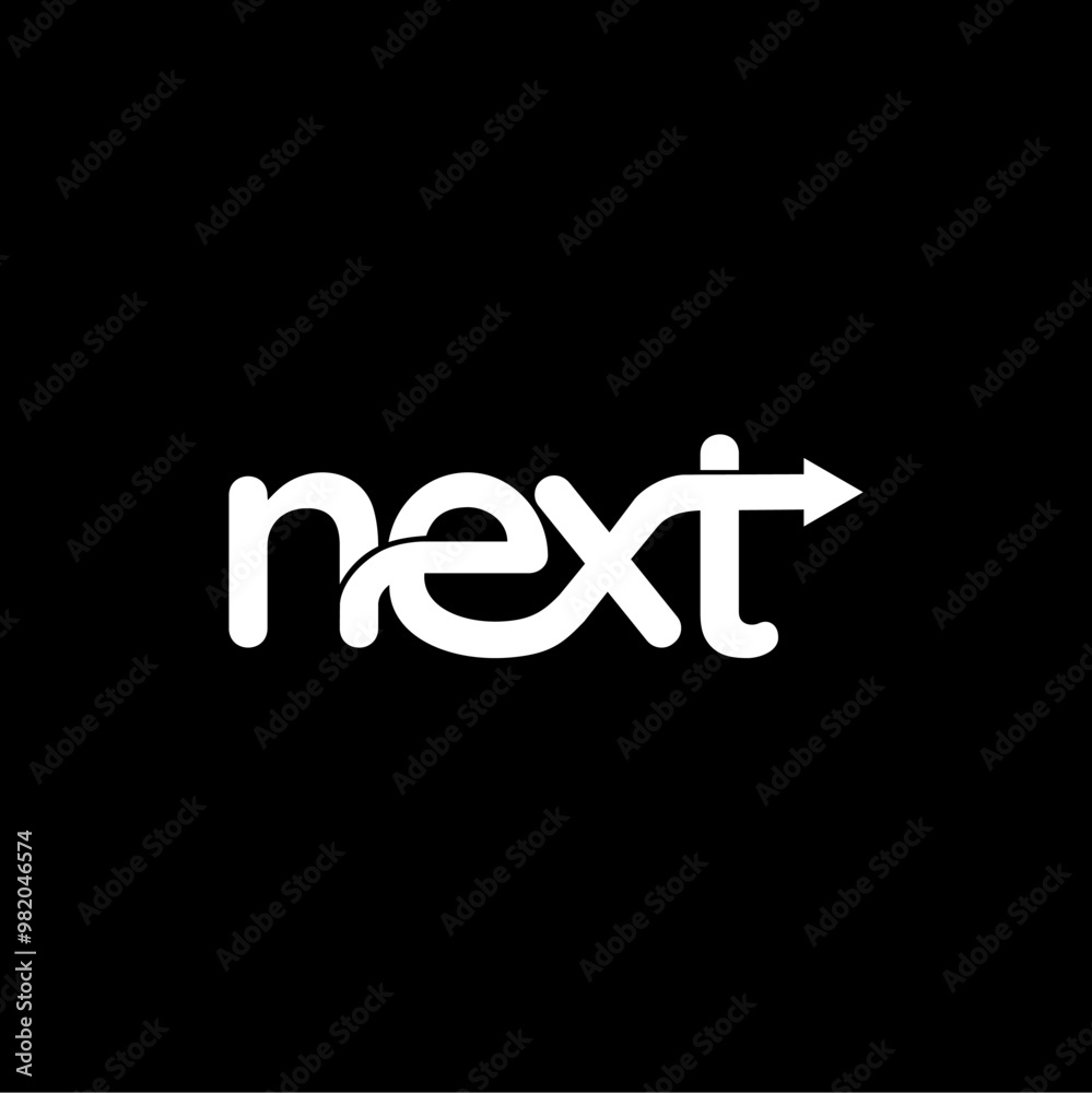 Letter Next logo monogram typography with arrow vector illustration Letter Next logo monogram typography with arrow vector illustration