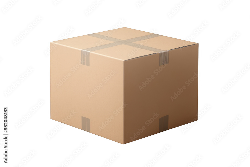 Closed cardboard box mockup on transparent background Closed cardboard box mockup on transparent background
