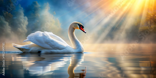 Divine swan Hansa symbolizing purity and discernment, purity, discernment, knowledge, vehicle, Brahmas, divine, swan