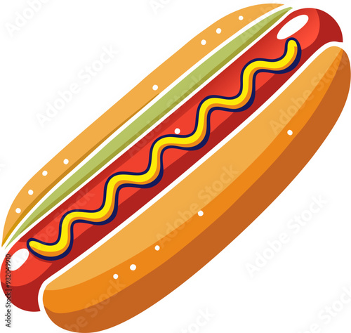 Hot dog illustration, Fast food hotdog Illustration for street food. Hotdog vector
