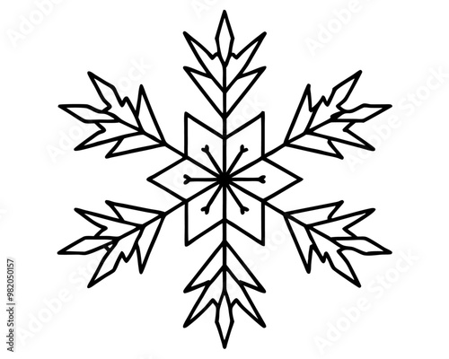 doodle snowflake outline coloring book page line art drawing