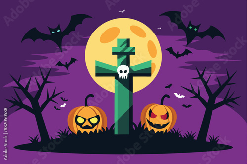 Halloween Crosses Template Vector Illustration