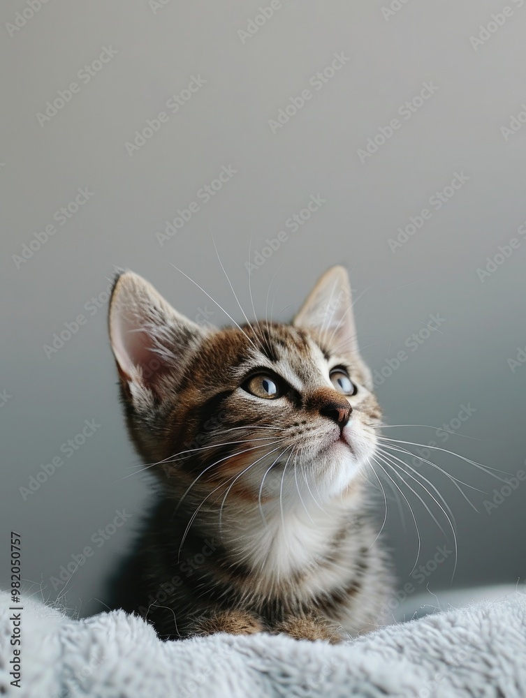Adorable Kitten Looking Up at Sky Adorable Kitten Looking Up at Sky