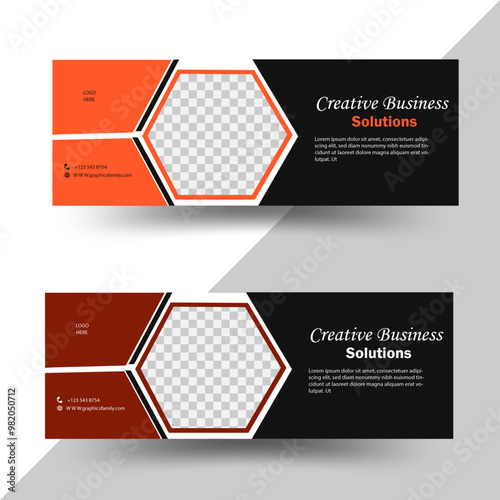 corporate facebook cover  template with an author photo place modern layout