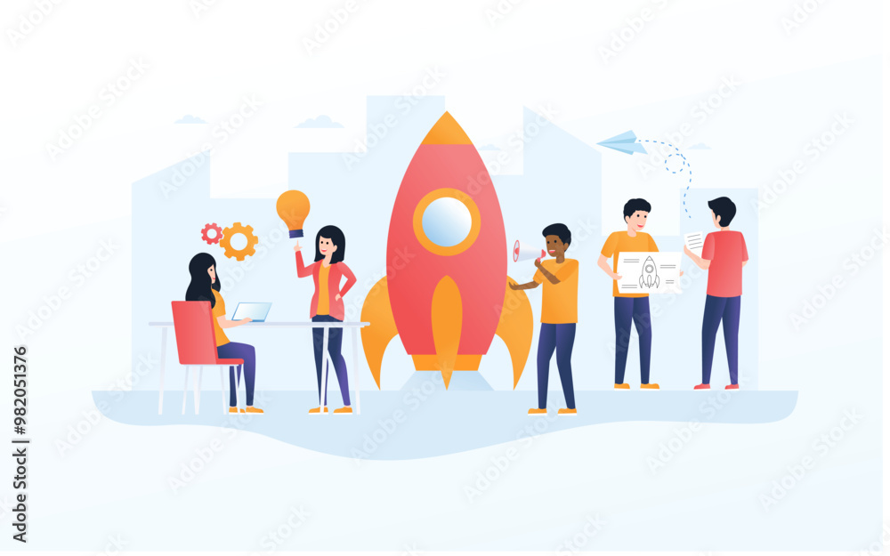 People starting a business project illustration
