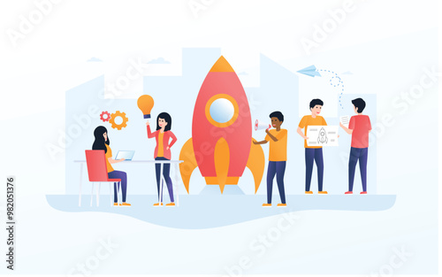 People starting a business project illustration
