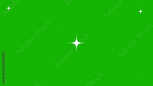 Bright shiny twinkling stars in the night sky .Animation of white twinkling stars on a green background. Blinking retro vector stars and dots, twinkling starry night sky .4k animation