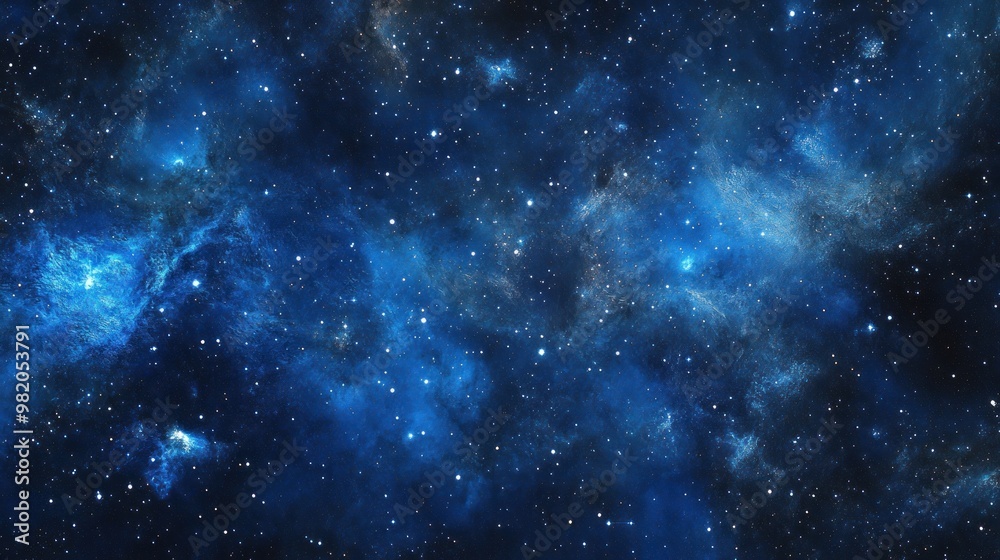 A stunning depiction of a star-filled galaxy with vibrant blue hues and cosmic clouds. A stunning depiction of a star-filled galaxy with vibrant blue hues and cosmic clouds.