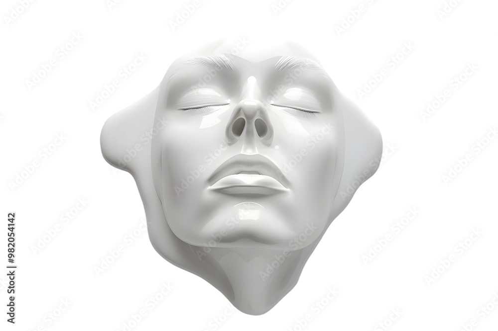White statue face made of gypsum isolated on transparent background White statue face made of gypsum isolated on transparent background